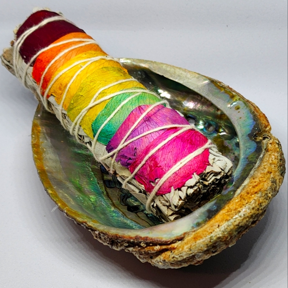 Sage bundle and abalone shell